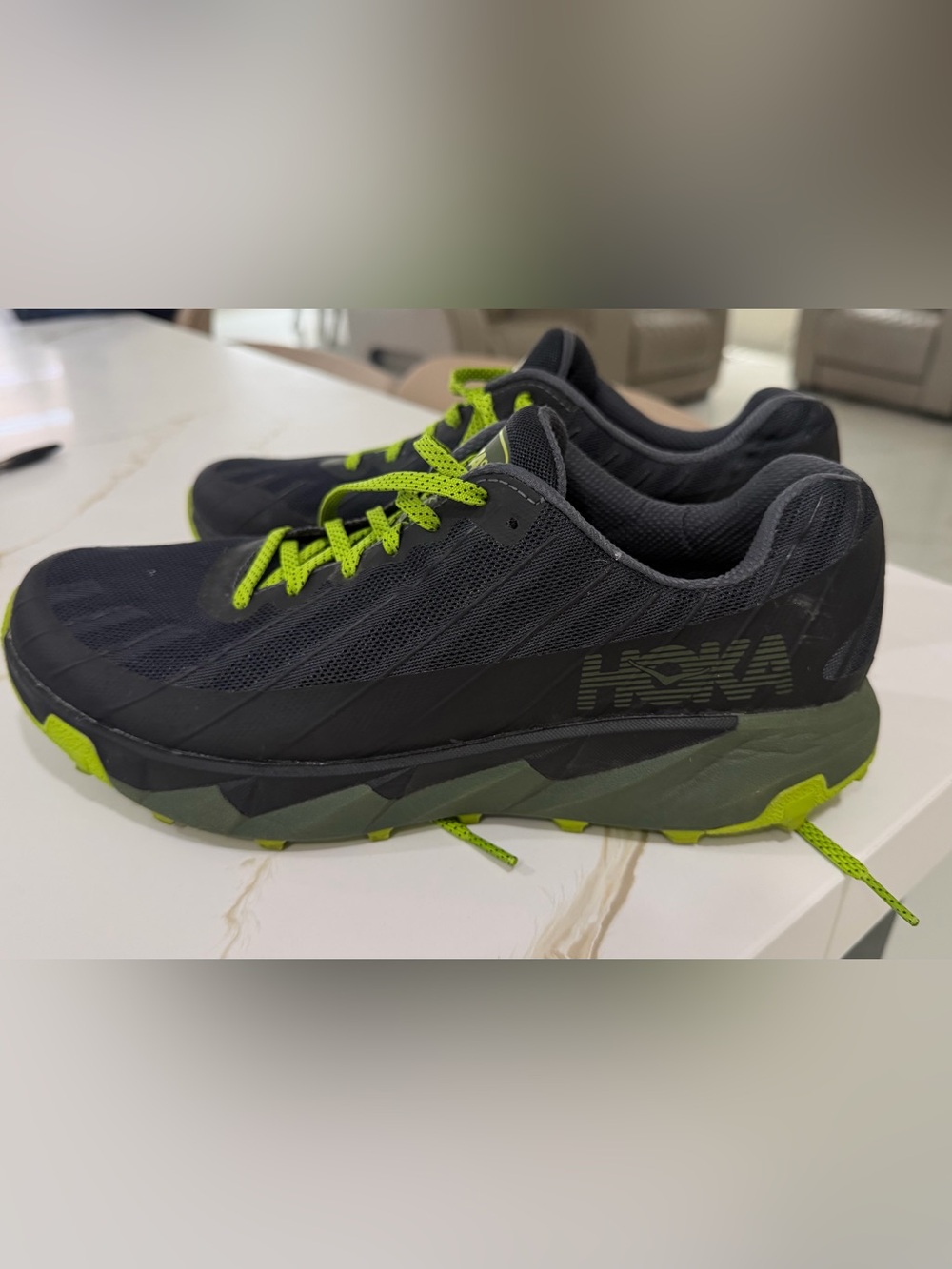 HOKA Speedgoat Athletic Shoes Black & Green US 11 Like New